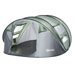 Outsunny Zelt für 4-5 Personen Campingzelt mit Heringen Kuppelzelt Polyester B3 Gitter Glasfaser Dunkelgrün+Grau 263,5 x 220 x 123 cm
