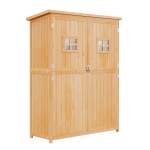 Outsunny Gereedschapsschuur gereedschapshuisje gereedschapskast met lessenaarsdak tuin hout 164 H cm naturel