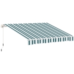 Outsunny manuelle Gelenkarmmarkise Markise 4m mit Handkurbel Balkonmarkise Sonnenschutz Wandmontage Balkon Alu Weiß+Grün 395 x 245 cm