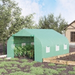 Outsunny, sera cu acoperis inclinat din PE, 3.5x3x2 m, verde