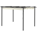 Outsunny Pérgola de Aluminio 4x3 m Cenador de Jardín con Techo Retráctil Tela de Poliéster y 8 Orificios de Drenaje para Patio Terraza Exterior Crema