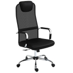 Vinsetto Mesh Fabric Desk Chair Swivel Office Chair Home Study Rocker with Wheel, Black