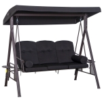 Outsunny 3-Sitzer Hollywoodschaukel mit Sonnendach Schwarz 116 x 206 x 183 cm