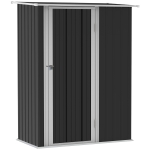 Outsunny Caseta de Jardín 1,07 m² 142x84x189 cm Cobertizo Exterior de Acero Galvanizado con Puerta Cerradura y Orificios de Drenaje para Almacenamiento de Herramientas Gris