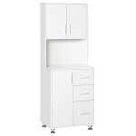 HOMCOM Modern Kitchen Pantry Cabinet Storage Cupboard with Open Countertop, 60L x 40W x 150H cm-White