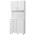 HOMCOM Particle Board Tall Freestanding Kitchen Cabinet, 80W x 39.5D x 183.5Hcm, White