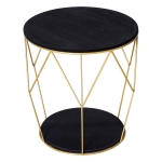 Homcom Tavolino Rotondo Design Geometrico in Metallo e MDF Nero e Dorato