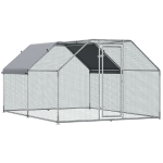 PawHut Pollaio da giardino Gabbia per Esterno Zincato con Rete in Plastica e Copertura per Animali W280*D380*H195cm