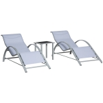 Outsunny 3-tlg. Gartensitzgruppe mit Beistelltisch Mesh Grau