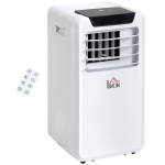 HOMCOM 10000 BTU Mobile Portable Air Conditioner Cooling Dehumidifying Ventilating Ac Unit with Remote Controller, LED Display, Timer for Bedroom, White