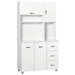 HOMCOM Multi Storage Cabinet Kitchen Cupboard Pantry w/ drawers and table space, 100W x 39.5D x 183.5Hcm-White