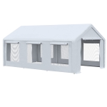 Outsunny Carpa para Fiestas 6x3 m Pabellón de Jardín con 2 Paredes Laterales Extraíbles 2 Puertas y 6 Ventanas con Cremalleras Protección UV para Eventos Celebraciones