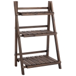 Outsunny 3-Tier Wooden Plant Shelf Foldable Flower Pots Holder Stand Indoor Outdoor