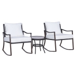 Outsunny Set 2 Poltroncine a Dondolo da Giardino con Cuscini e Tavolino in Rattan Marrone