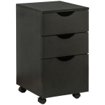 HOMCOM Comoda de Birou cu 3 Sertare cu Role, Dulapior fiset, Negru