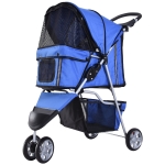 PawHut Dog Stroller Pushchair Oxford Cloth Three Wheel Pram Blue - Suitable for Small Pets