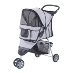 PawHut Dogs Stroller Pushchair Oxford Cloth Three Wheel Pram Grey - Suitable for Small Pets