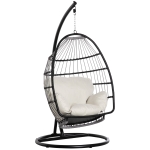 Outsunny Fotoliu Suspendat din Franghii PE cu Perna, Balansoar Suspendat , Negru