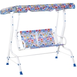 OUTSUNNY 2-Seat Kids Canopy Swing Chair Toddler Outdoor Glider Hammock Lounge with Shade Awning Seat Belt for Porch Backyard Pirate Pattern 43.25" x 27.5" x 43.25"(c-3)