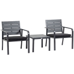 Set Mobilier de Gradina din 3 Piese Outsunny cu Masuta si 2 Scaune cu Perne, Salon in aer liber din Otel si Plastic, Maro