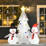 Brad Gonflabil HOMCOM 185cm cu Oameni de Zapada, Decor de Craciun cu Lumini LED si Pompa pentru Gradina si Casa Multicolor