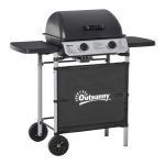 Outsunny Gratar pe gaz cu Capac si 2 Arzatoare cu o putere totala de 5,6 kW, Gratar din Otel cu Roti si Rafturi, 104x49x99cm Negru