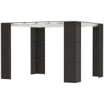 Foisorul Pergola de Gradina Outsunny 2,98x2,98m cu Copertina Retractabila, Structura Metalica si Coloane din Rattan PE, Negru si Alb