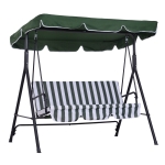 Outsunny Balancelle de jardin 3 places toit imperméabilisé inclinaison réglable coussins assise et dossier 1,72L x 1,1l x 1,52H m acier noir polyester vert