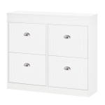 HOMCOM Móvel Sapateira de 4 Portas Estreita com Prateleiras Ajustáveis e Removíveis Capacidade de 16 Pares para Corredor Entrada 98x24x83cm Branco