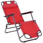 Outsunny Chaise longue transat 2 en 1 pliant inclinable multiposition rouge