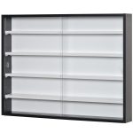 HOMCOM Vitrine de Parede de Madeira com Prateleiras Ajustáveis e 2 Portas Corredeiras de Vidro para Coleções Perfumes Bonecos de Decoração 80x9,5x60cm Preto