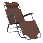 Outsunny Chaise longue transat 2 en 1 pliant inclinable multiposition marron