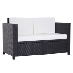 Outsunny Canapé de jardin 2 places canapé droit 4 coussins déhoussables 130L x 70l x 80H cm résine tressée noire