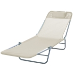 Outsunny sezlong pliabil si reglabil, 182x56x24.5 cm, crem