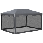 Outsunny 4 m x 3 m Gazebo Party Tent Outdoor Canopy Garden Sun Shade w/ Mesh Sidewalls, Grey