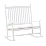 Outsunny Sedia a Dondolo, Panchina da Giardino 2 Posti con Schienale Alto e Braccioli in Legno 117x85x120cm, Bianco