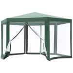 Outsunny Hexagon Netting Gazebo-White/Green
