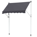 Outsunny Markise mit Handkurbel, Montage ohne Bohren, Aluminium+Polyester, Grau, 2 x 1,2 m