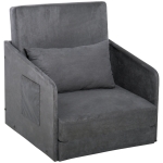 HOMCOM Suedette Single Floor Sleeper Chair - Grey