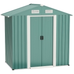 Outsunny 6ft x 4ft Garden Metal Storage Shed w/ Double Sliding Door and Air Vents, Tool Storage for Backyard Patio Lawn, Green