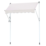 Outsunny Markise mit Handkurbel, Montage ohne Bohren, Aluminium+Polyester, Cremeweiß, 2 x 1,2 m