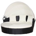 Outsunny 6 Seater PE Rattan Outdoor Garden Round Sofa w/ Canopy Black