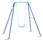 Outsunny Metal Swing Set with Durable Rope Heavy Duty A-Frame Stand Backyard Outdoor Playset for Kids Fun 3-6 Years Old Blue