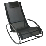 Outsunny Rocking Chair Sun Lounger Recliner Rocker Texteline Fabric Patio Garden Relaxer with Pillow Black