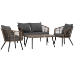 Outsunny Gartenmöbel Set 4-teilig Sitzgruppe Gartenset Sofagarnitur Polyrattan