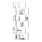 HOMCOM Particle Board 6-Tier Asymmetrical Shelving Unit White