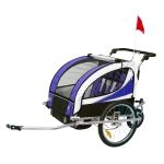 HOMCOM Remolque Infantil para Bicicleta de 2 Plazas Convertible en Carro de Paseo con Rueda Delantera Giratoria 360° Color Violeta