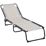 Outsunny Sonnenliege faltbar 4-stufige Rückenlehne Beige 197 cm x 58 cm x 76 cm
