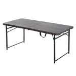 Outsunny 4FT Portable Metal Picnic Table, 22Lx61Wx53/71.5H cm-Black/Brown