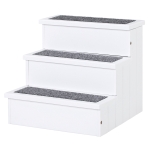 PawHut Scaletta per Cani a 3 Gradini con Tappeto Antiscivolo e Spazio Interno, 40.5x44.5x38cm, Bianco